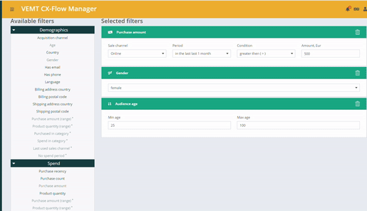 Filters In Audience Builder